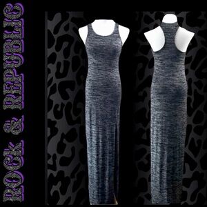 Rock & Republic Swanky Gray Zipper Maxi Dress